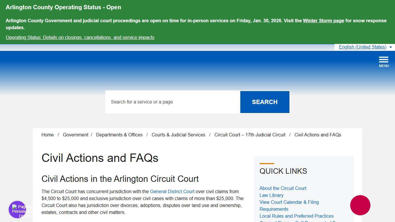 Civil Actions and FAQs – Official Website of Arlington County Virginia Government